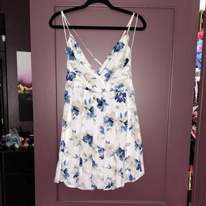 Cals White and Blue Floral Mini Dress